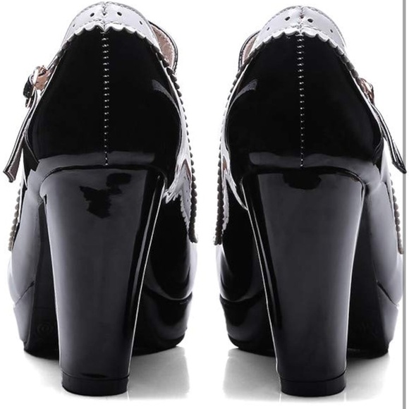 Black and White Mary Jane Heels - Picture 3 of 7